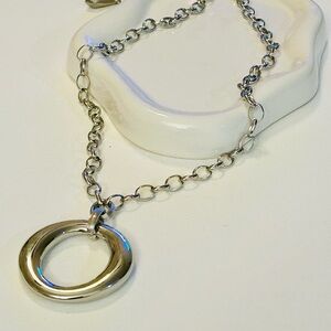O Ring Silver Chain Necklace stainless steel